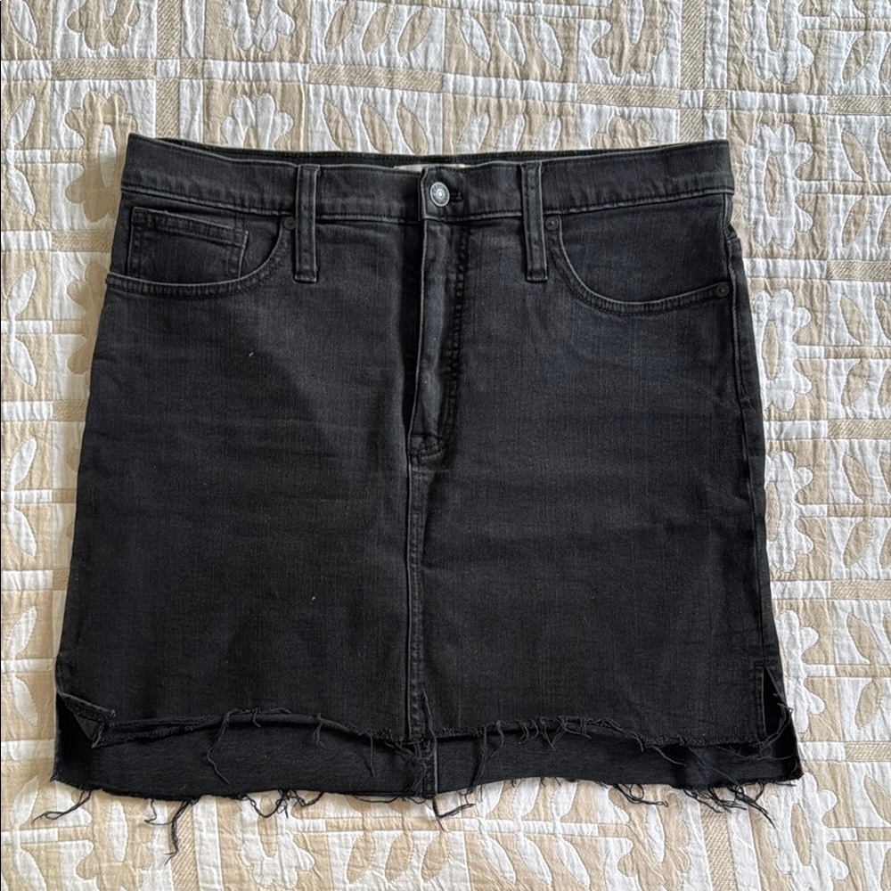 Madewell Black cutoff Denim Skirt